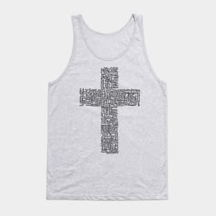 Black Cross word cloud Jesus God truth heaven spirituality Christian design T-Shirt Tank Top